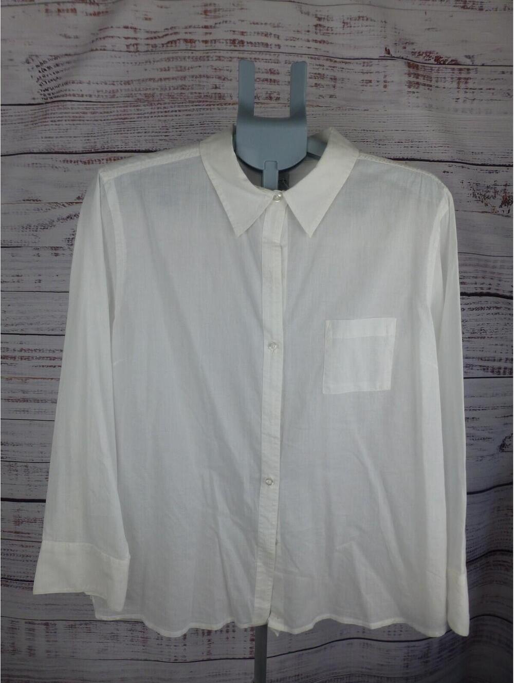 Chico's Women's White 100% Cotton Long Sleeve Button-Up Shirt Blouse Size 3 K2